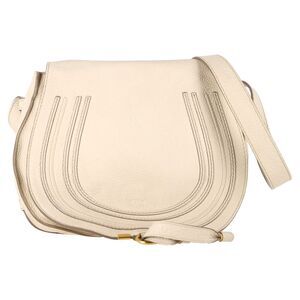 Chloé Marcie Saddle Bag in Ivory Calfskin Leather